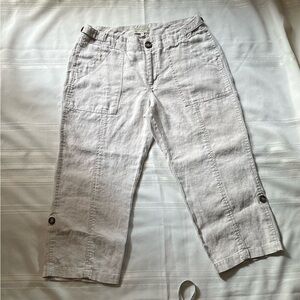 Sigrid Olsen Light Gray Linen Capris